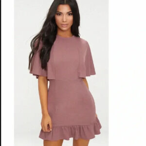 💜 PLT Mauve Cape Detail Frill Hem Bodycon 💜
